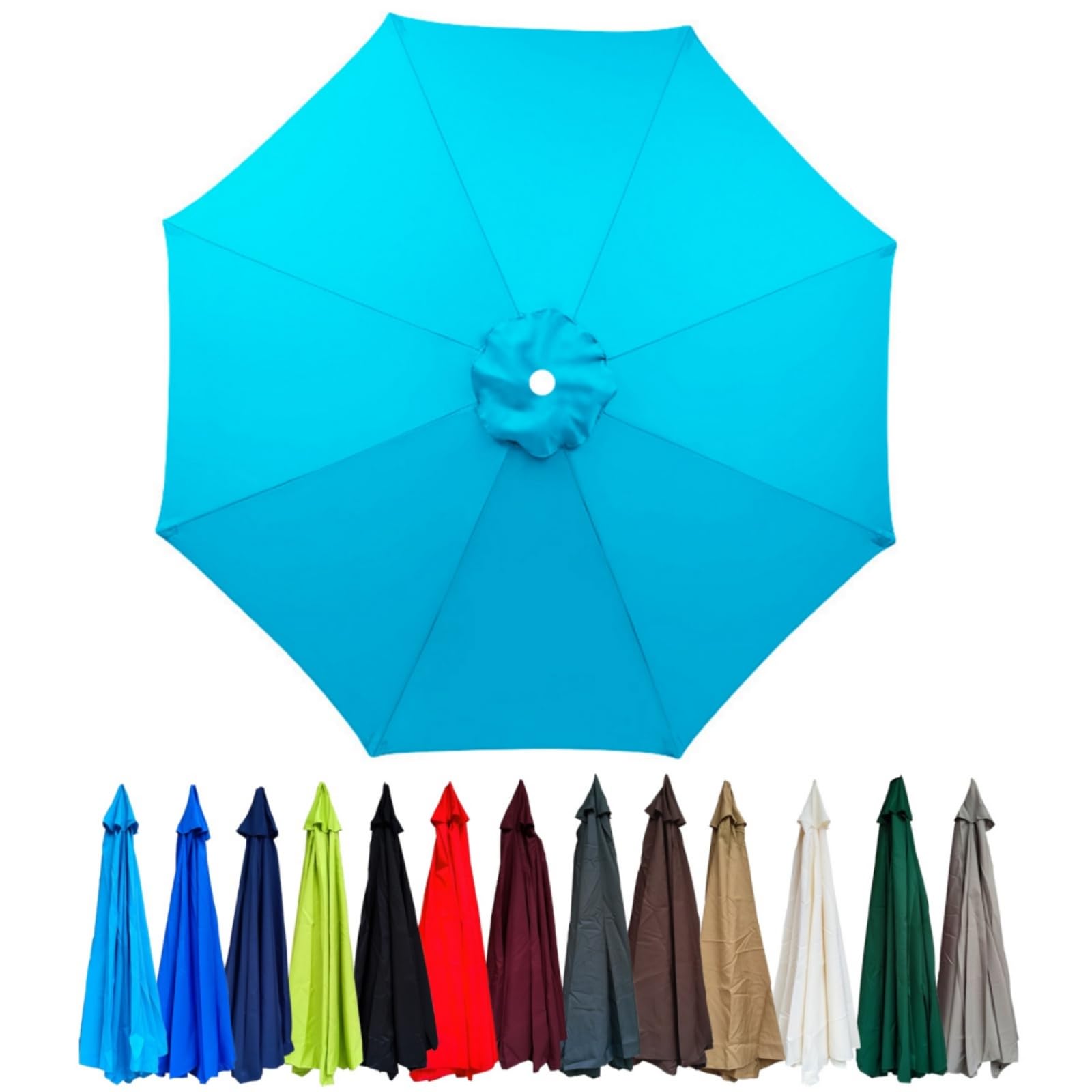 Replacement Canopy for 2.0/2.3/2.5/2.7m/3.0m Cantilever Umbrella with 6/8 Ribs for Yard Garden Beach(Lake blue,2m/8 ribs)