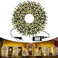 kemooie 300 LED Christmas Lights, 99FT Connective Green Wire Tree Lights, Plug in 8 Lighting Modes with Timer, Waterproof for Indoor Outdoor Patio Garden Wedding Party Decoration (Warm White)