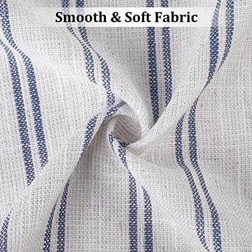 Caremee Kitchen Valance Navy Ticking Stripe Window Valance 1 Panel Tassel Decoration Cafe Valance For Kitchen Bathroom Window Treatments, 54 X 15 Inches, Navy #TOP5