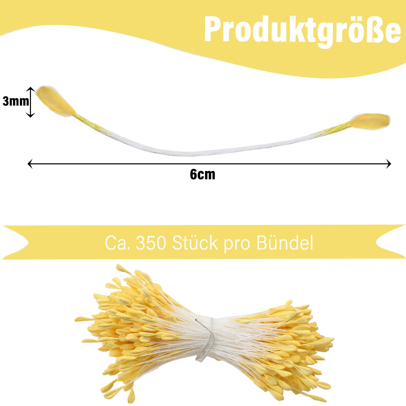 350 Pezzi Giallo Pulitore Pipa Fiori Stame Con 2 Teste Di Perle Da 3