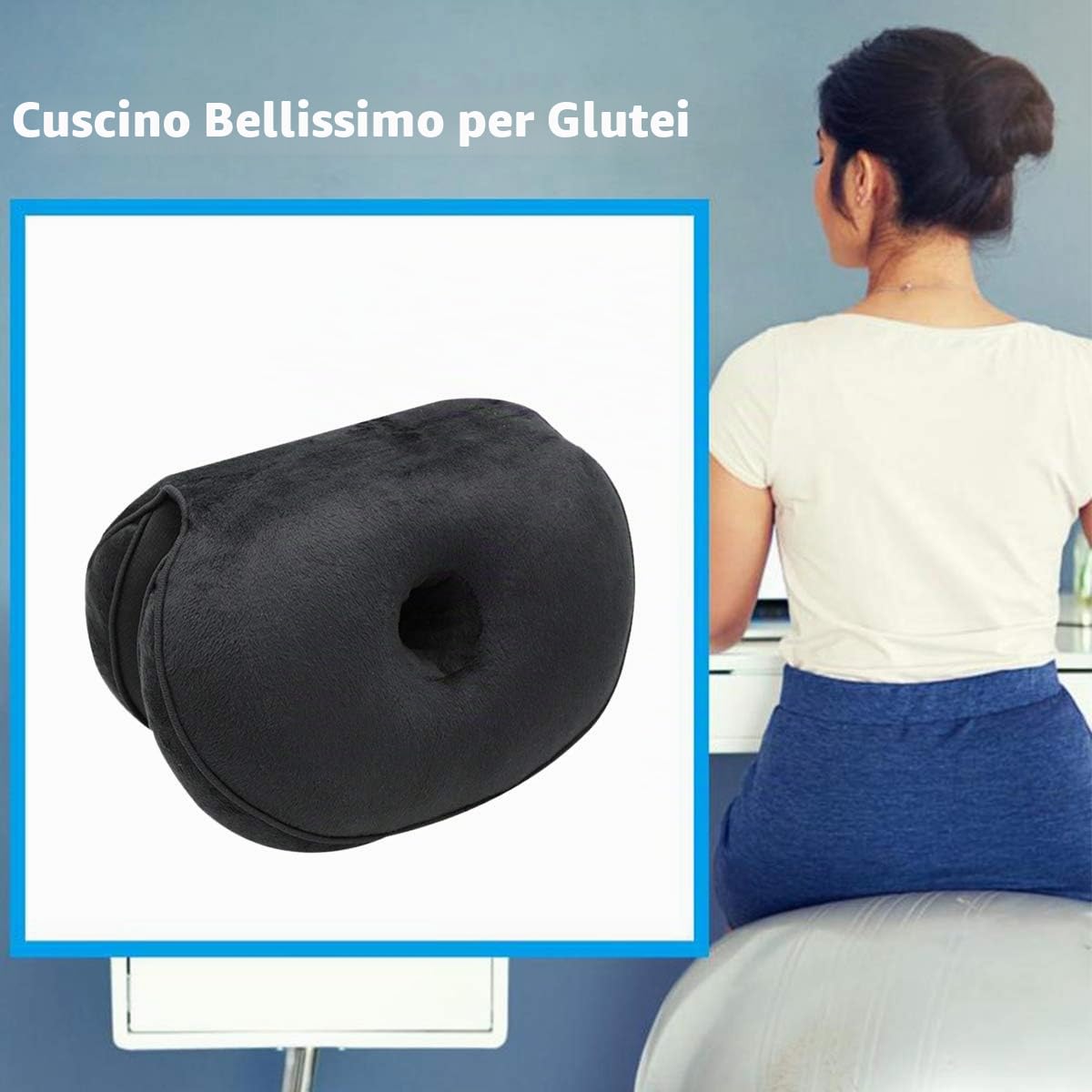 Cuscino Sedia Cuscino per Sedile Memory Foam Cuscino da Seduta Pieghevole Ergonomica Traspirante Comoda Sollevare i Fianchi Disponibile Tutte Le Stagioni per Casa Ufficio Auto Nero