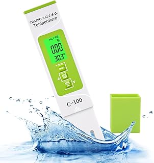 5 in 1 TDS/EC/S.G./Salinity/Temp Meter, Multifunctional Digital Water Quality Tester, LCD Display Portable TDS Meter, Combo Meter Temperature Tester for Swimming Pool, Aquarium, Hydroponics