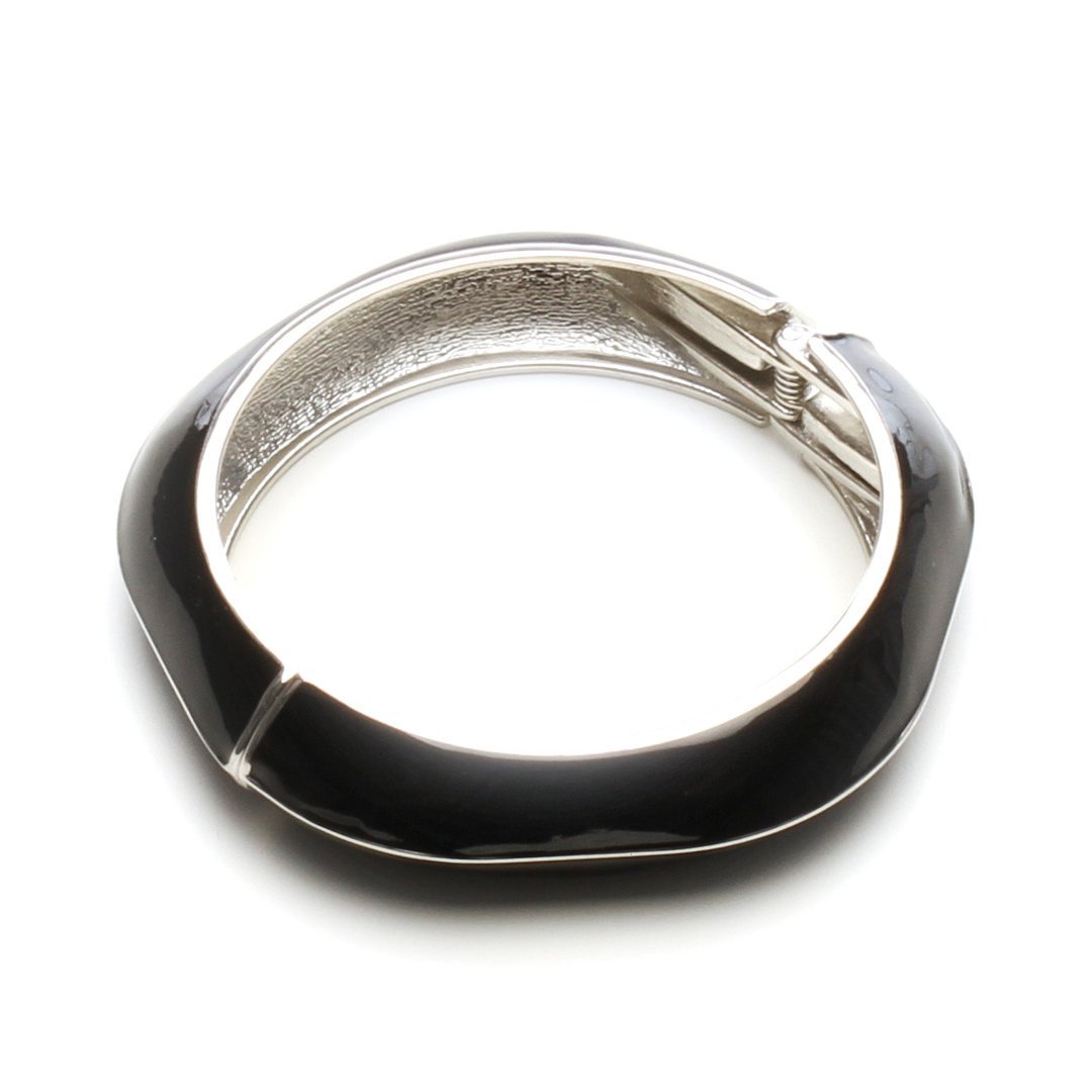 Womens Jewelry Hinged Bangle Bracelet Black Epoxy