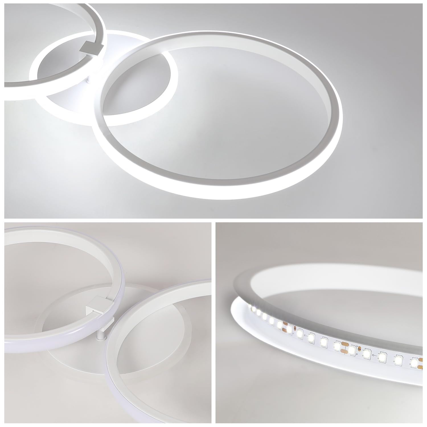 Comely Plafon LED Nowoczesny, 42W 4700LM Okrągły Design Oprawa Sufitowa LED, 6500K Zimna Biała Lampa Sufitowa Biała Do Sypialni, Salonu, Kuchni, Holu, Biura