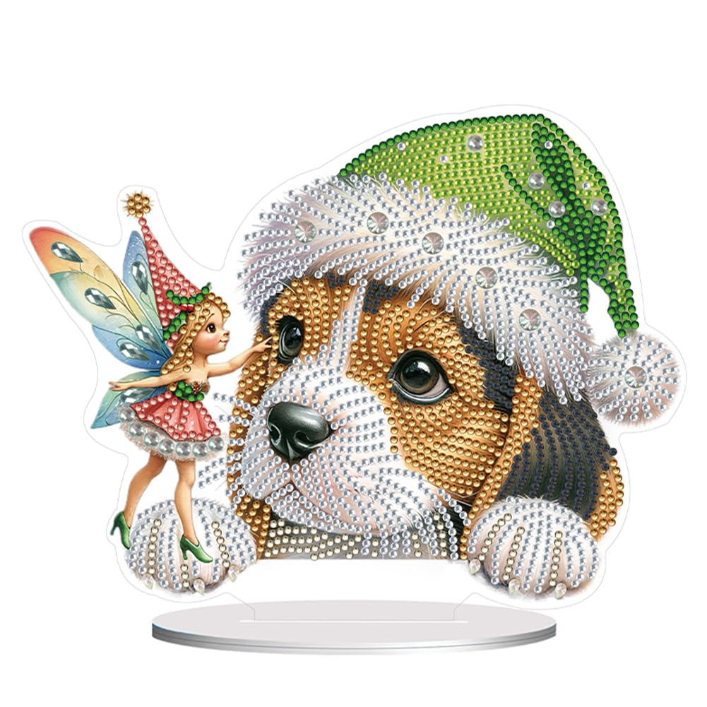Round+Special Shape Desktop Diamond Art Kits Winged Dachshund Diamond Painting Desktop Ornaments Kit Basset Hound Diamond Painting Desktop Decorations Rhodesian Ridgeback for Home Office Desktop Decor