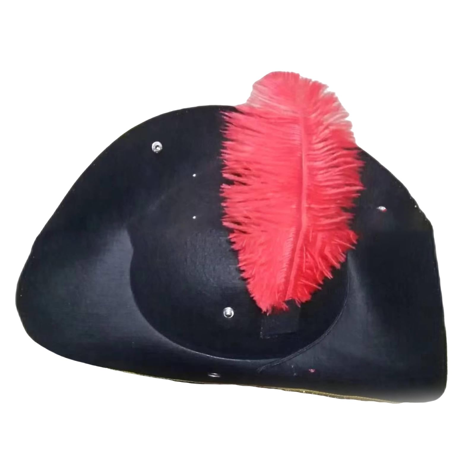 Lofotu Men's Red Colonial Tricorn Hat With Decors Halloween Hat Carnivals Party Photography Cosplay Pirate Hat For Adult