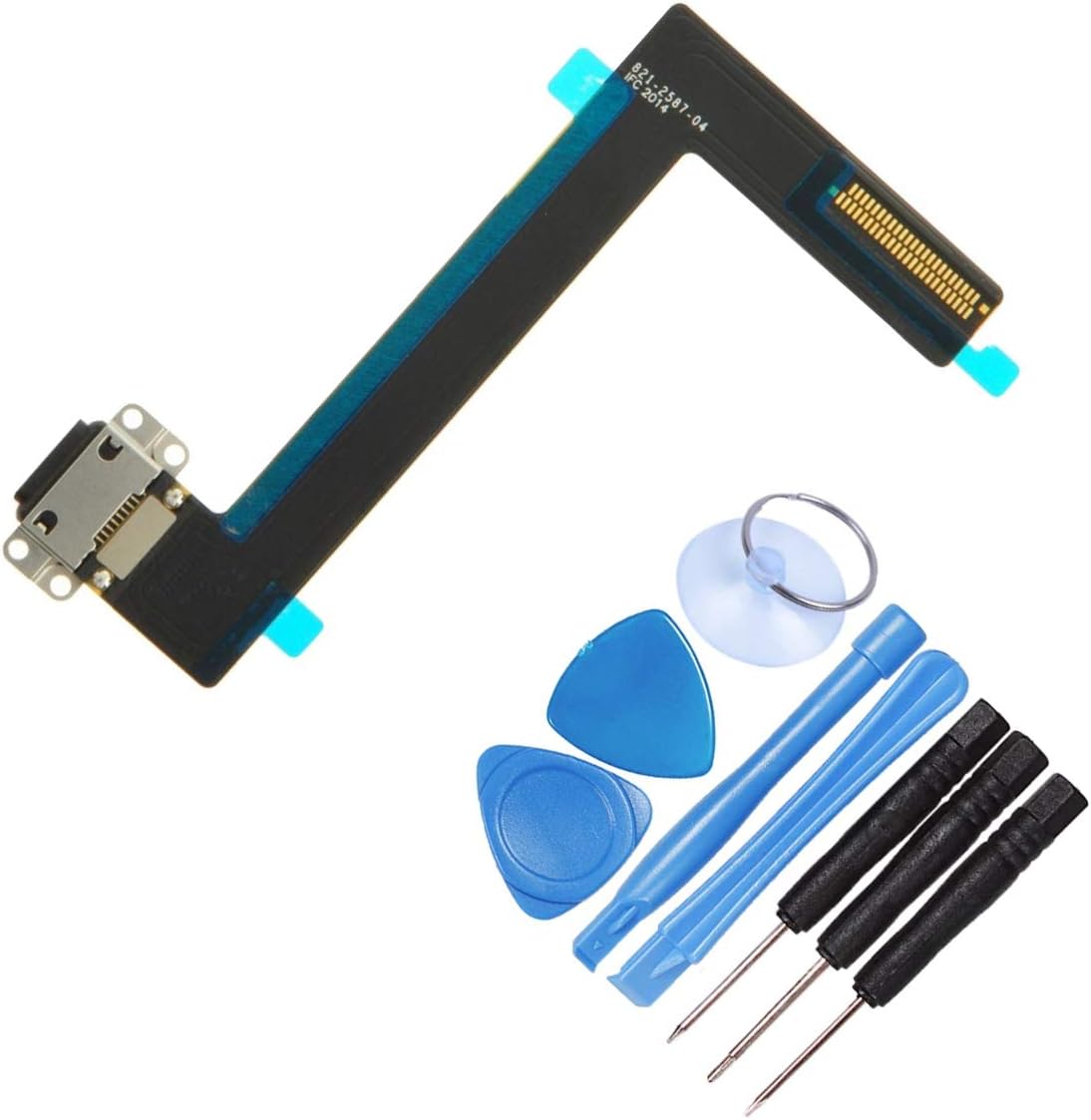 THE TECH DOCTORReplacement USB Charging Port Flex for iPad Air 2 - Complete with Tools - Professional Repair Kit (Black)