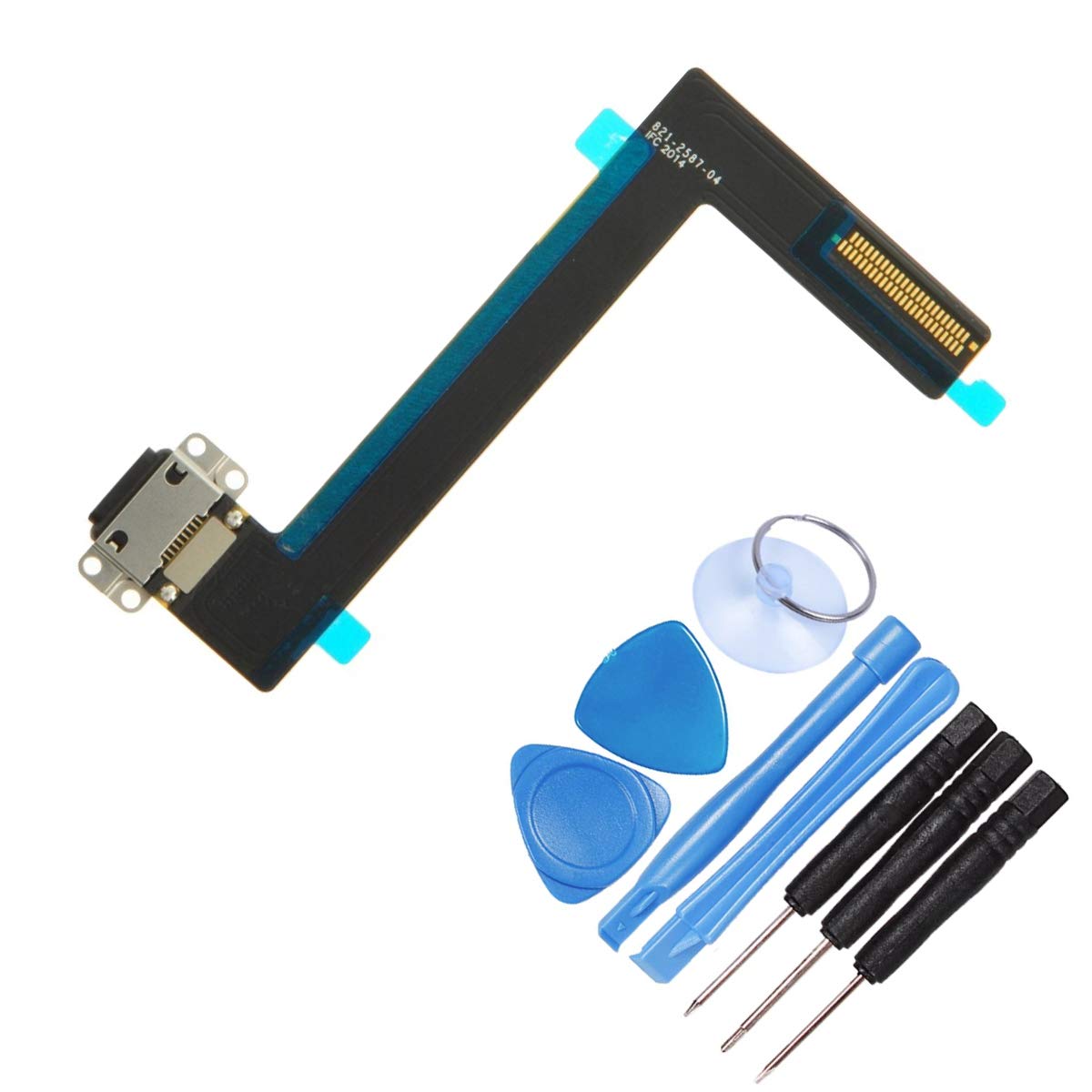 THE TECH DOCTORReplacement USB Charging Port Flex for iPad Air 2 - Complete with Tools - Professional Repair Kit (Black)