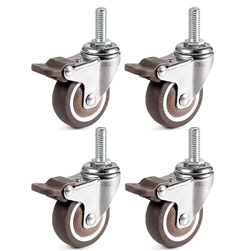 Skelang Mini ruedas giratorias de vástago roscado de 1 pulgada, ruedas pequeñas de TPE para cuna, M6 × 0.591 in, repuesto para cama de bebé,