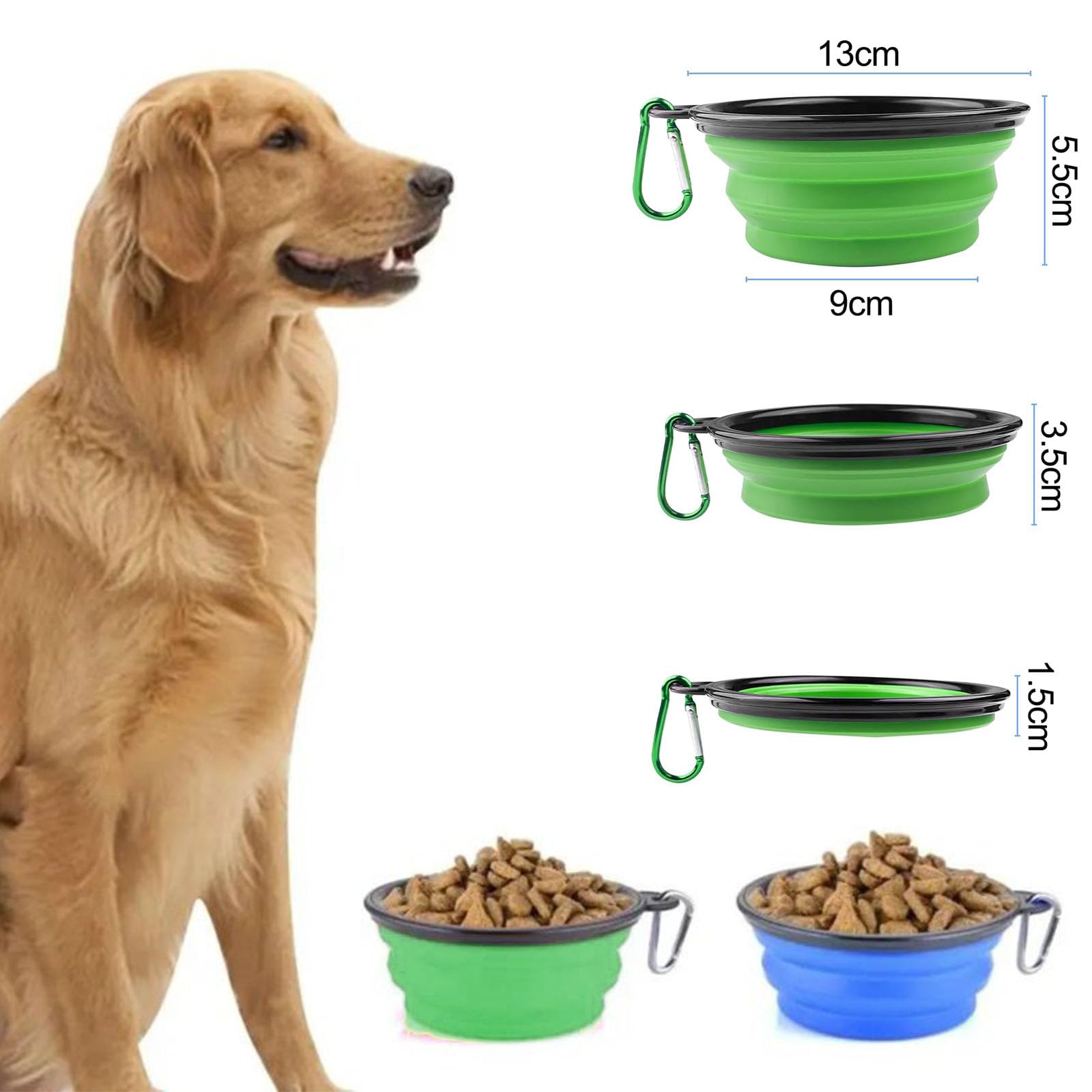 2 Ciotole Pieghevoli Per Cani/Gatti In Silicone - 350ml Portatili Con Chiusura, Ideali Per Viaggio - Foto 8