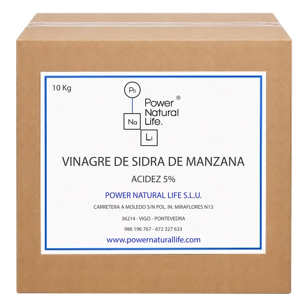 Vinagre de Sidra de Manzana (Acidez 5%) en Polvo | Power Natural Life | Caja 10 kg | Uso Alimentario | Ingrediente para Formulaciones, Condimentos y Preparaciones Alimentarias