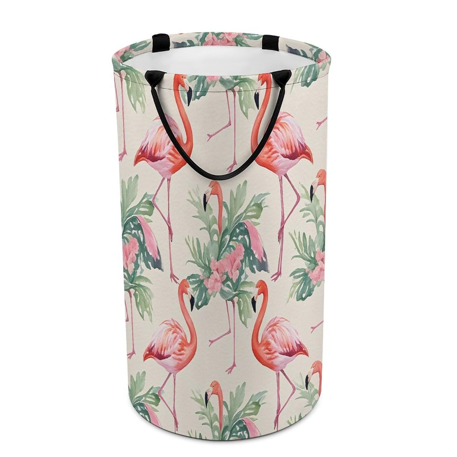 Watercolor Flamingo Laundry Hamper Waterproof Clothes Basket Large Capacity Collapsible Laundry Basket Freestanding Clothes Hamper for Dorm Family Bathroom Decor Storage 86L