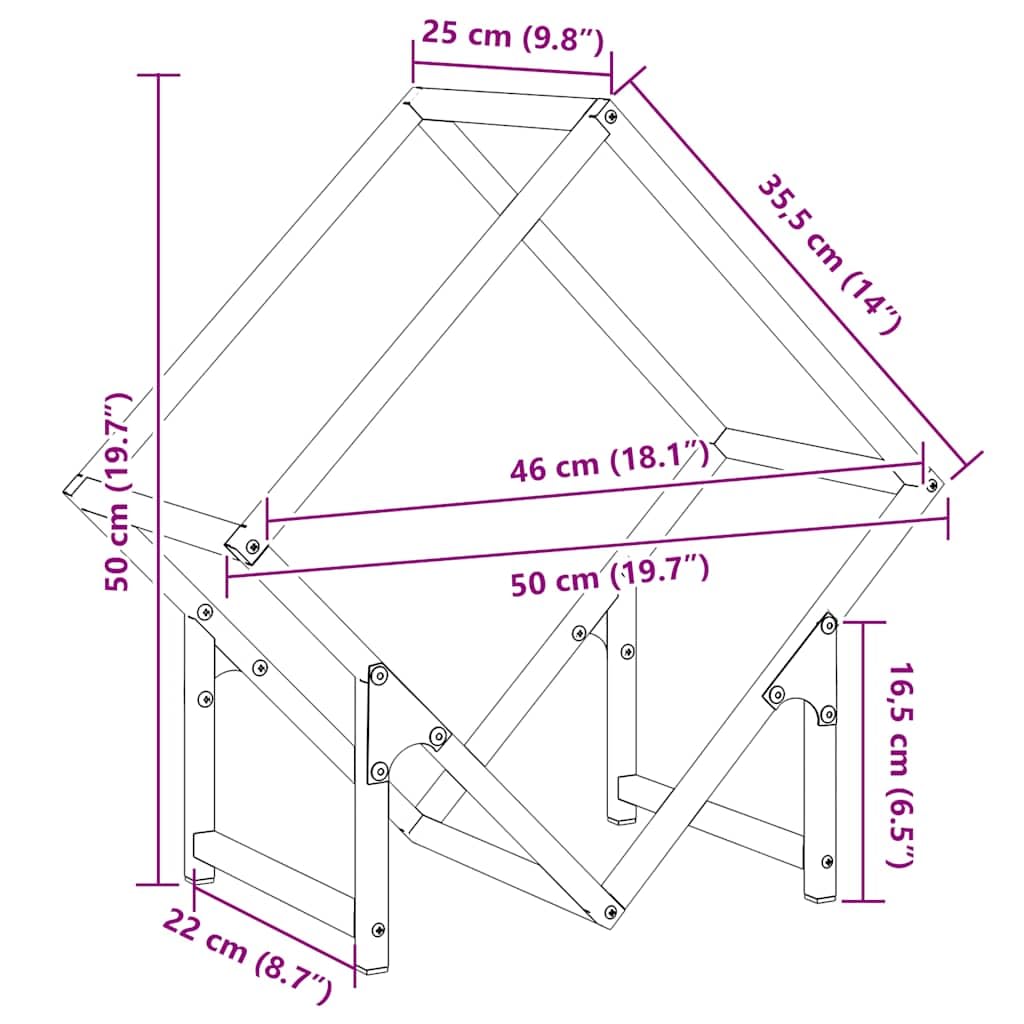 Brennholzregal Olivgrün aus kaltgewalztem Stahl 50 x 25 x 50 cm, 100 kg Traglast, Kaminholz, Holzregal, Brennholzständer für Innenbereich Wohnzimmer Kamin Ofen