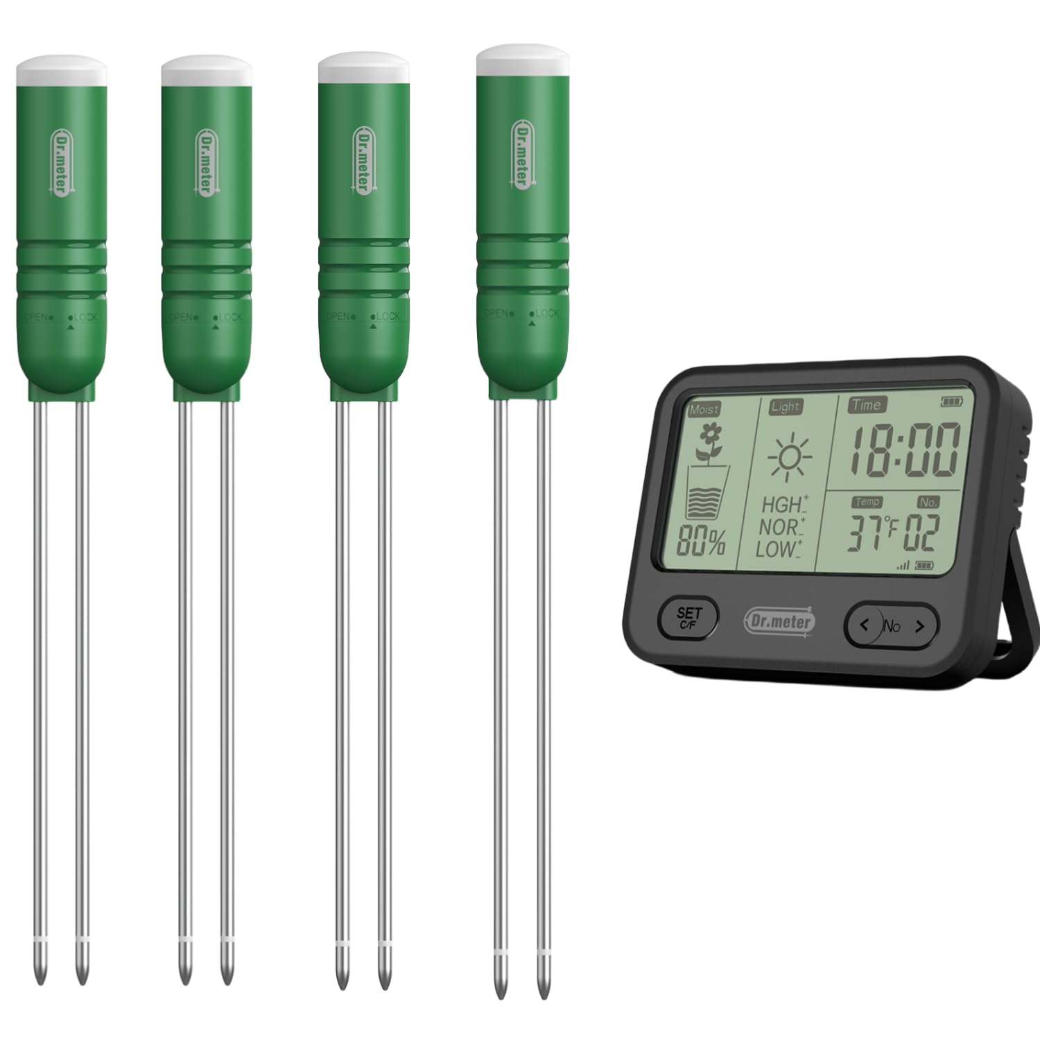 Dr.meter 1 Display + 4 Sensors Soil Moisture Meter