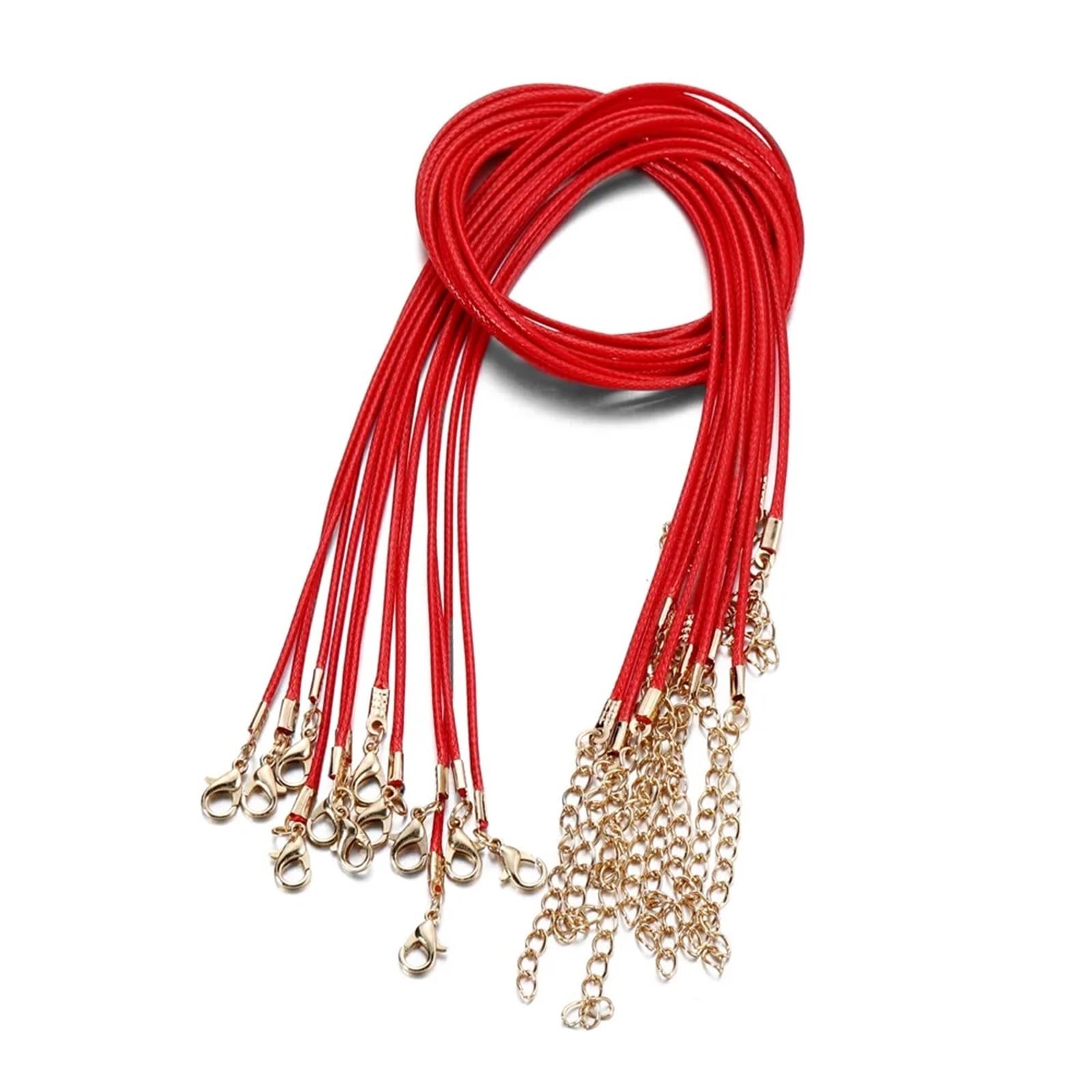 Anenog Red Leather Necklace Cord With Clasps 100Pcs 1.5Mm Handmade Leather With Lobster Clasp String Cord Adjustable Braided Rope For Diy Necklaces Pendant Charms Findings(Red)