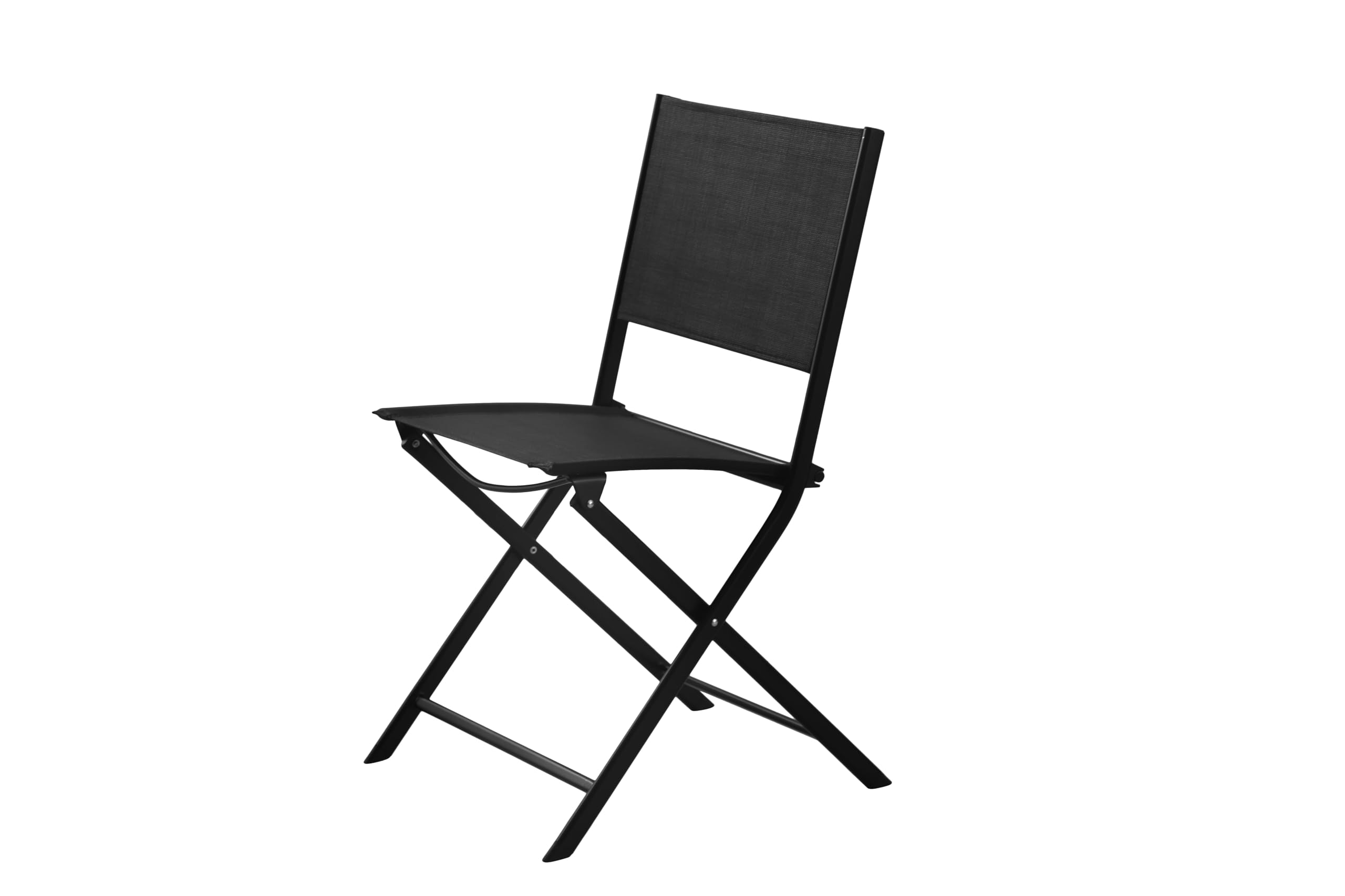 METRO Professional Set de Terrasse Santorini, 3 Pièces, Textilène/Acier/Verre, 1x Table et 2X Chaises, Pliantes, Noir