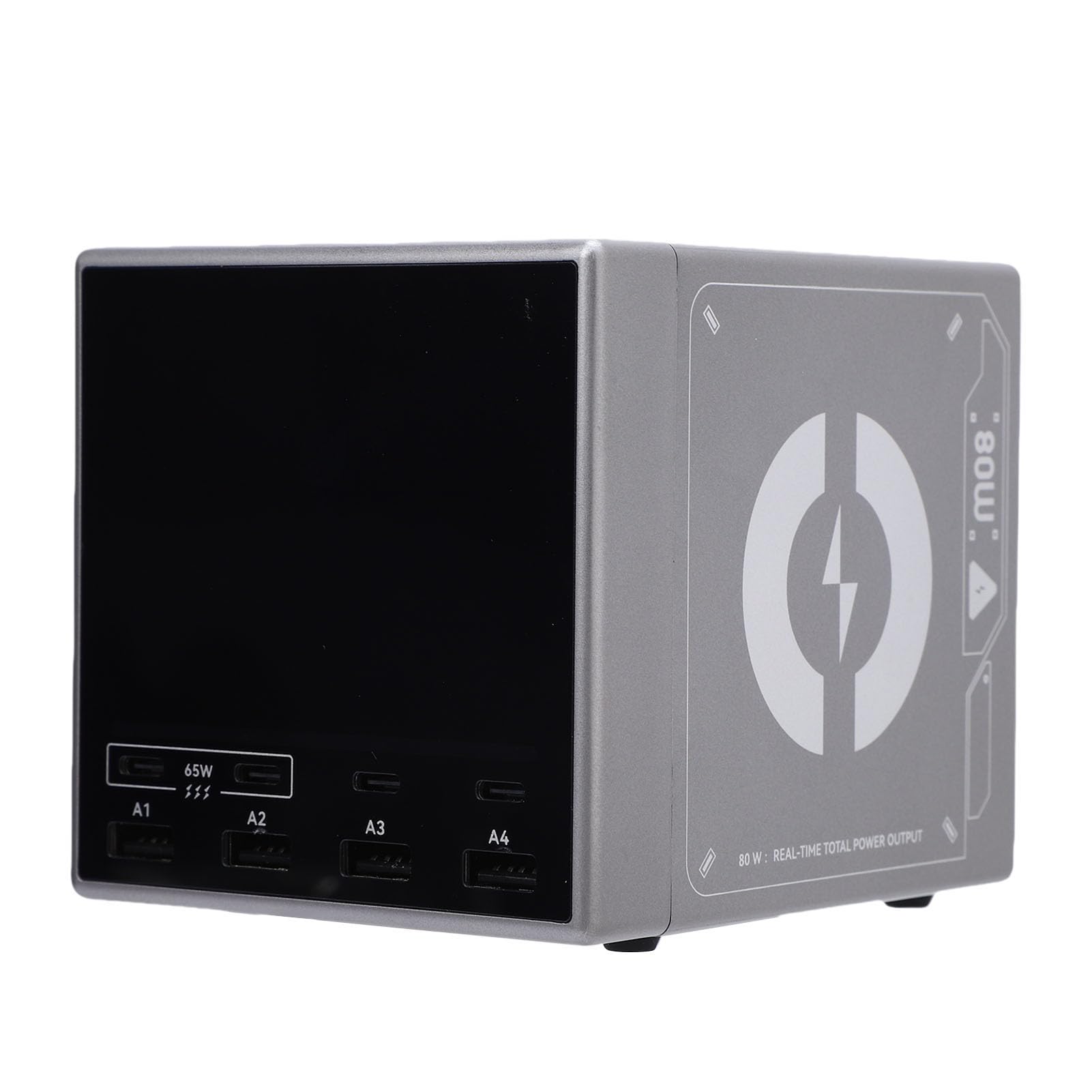 Cocoarm Stazione di Ricarica USB da 80 W, Stazione di Ricarica USB C per PC ABS con 4 Porte A 4 C, Display LCD Hub di Rapida per Scrivania, Casa, Ufficio, Viaggi, per Laptop, Tablet, Telefoni (Spina