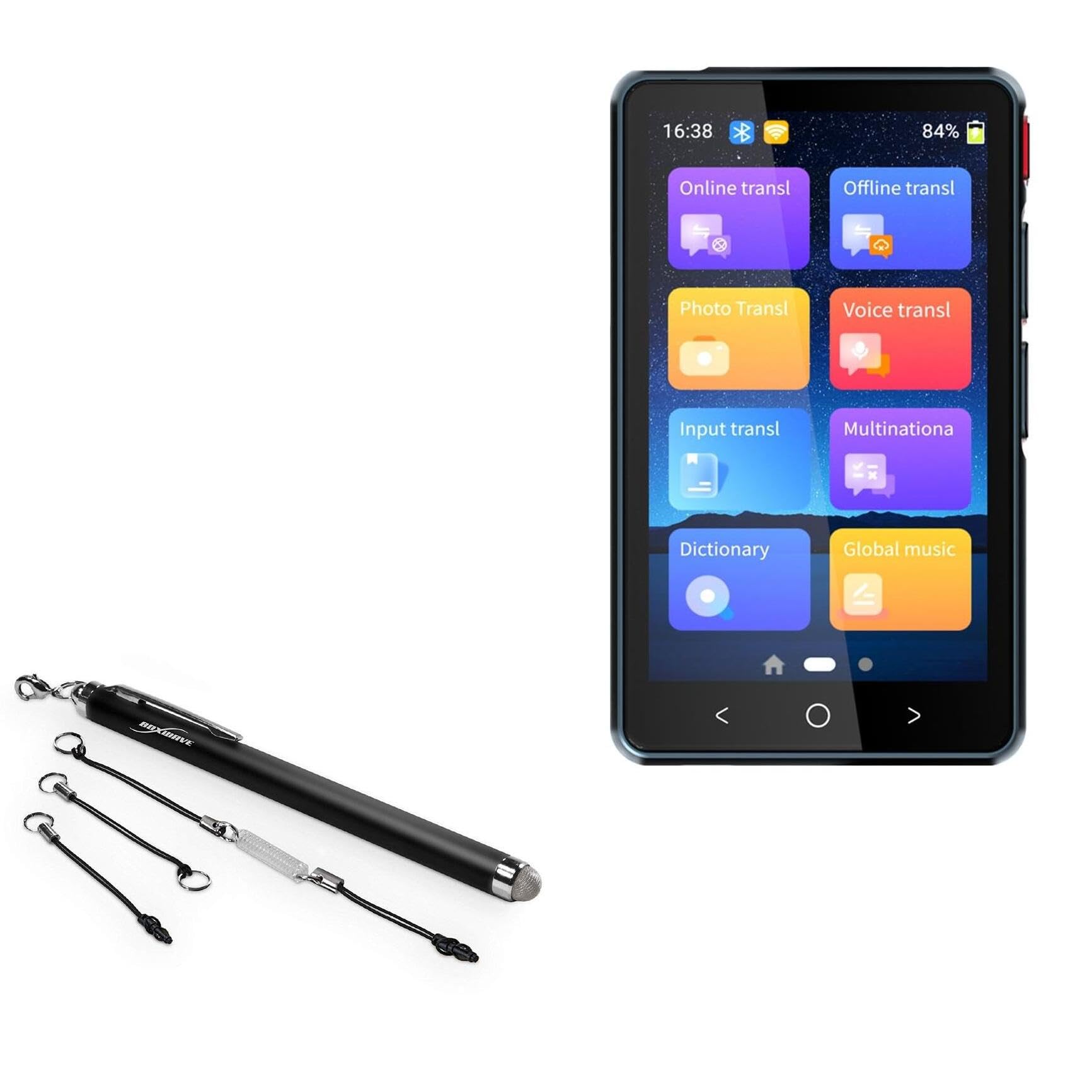 BoxWave Stylus Pen Compatible with GoBudsGo P4B Language Translator - EverTouch Capacitive Stylus, Fiber Tip Capacitive Stylus Pen - Jet Black