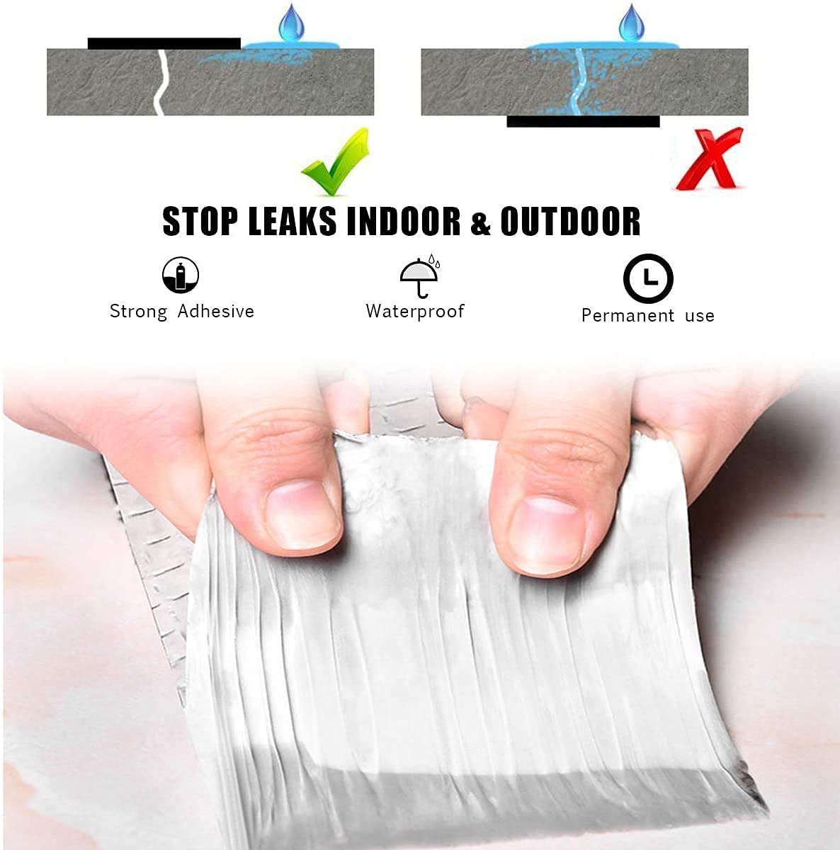 Rolozy Aluminium Foil Tape Self adhesive UV Protection Waterproof Tape Suitable for Roof Leak, Surface Crack,Window Sill Gap,Pipe Rupturet, Sealing,Home Renovation(2 inch,5 Meter) 2