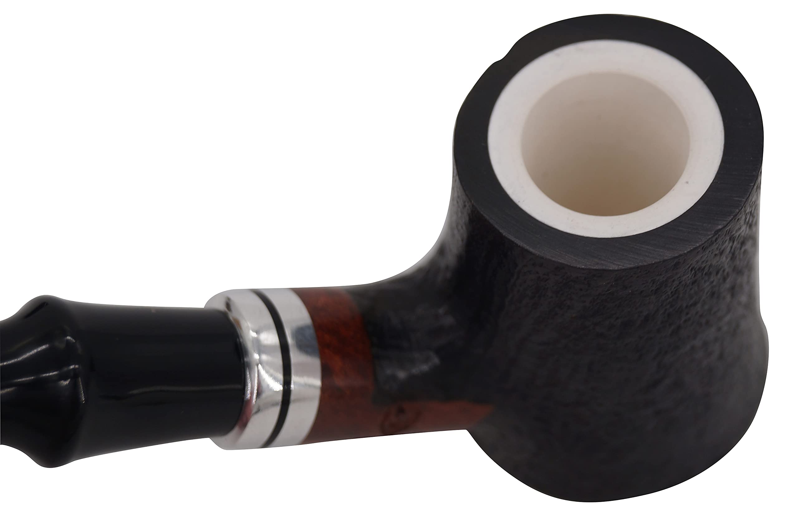 GERMANUS Tabakpfeife - Made in Italy - Pfeife Poker Sand mit Meerschaum Einsatz und Pfeifenbeutel, 9mm Filter, Nr. 17