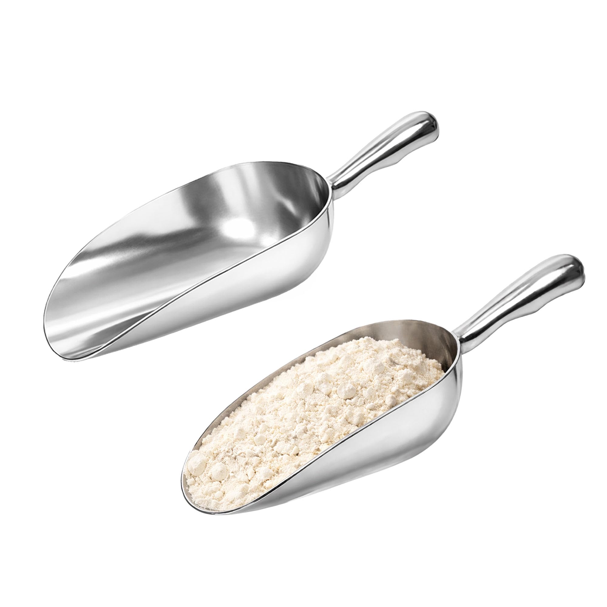 Aluminium Metal Food Scoop 85oz – Set of 2 Extra Large Heavy Duty Bulk Scoops for Grain, Animal Feed, Pellets, Seed & Pet Food Bins – Commercial Aluminium Storage Scoops (2 Pack)