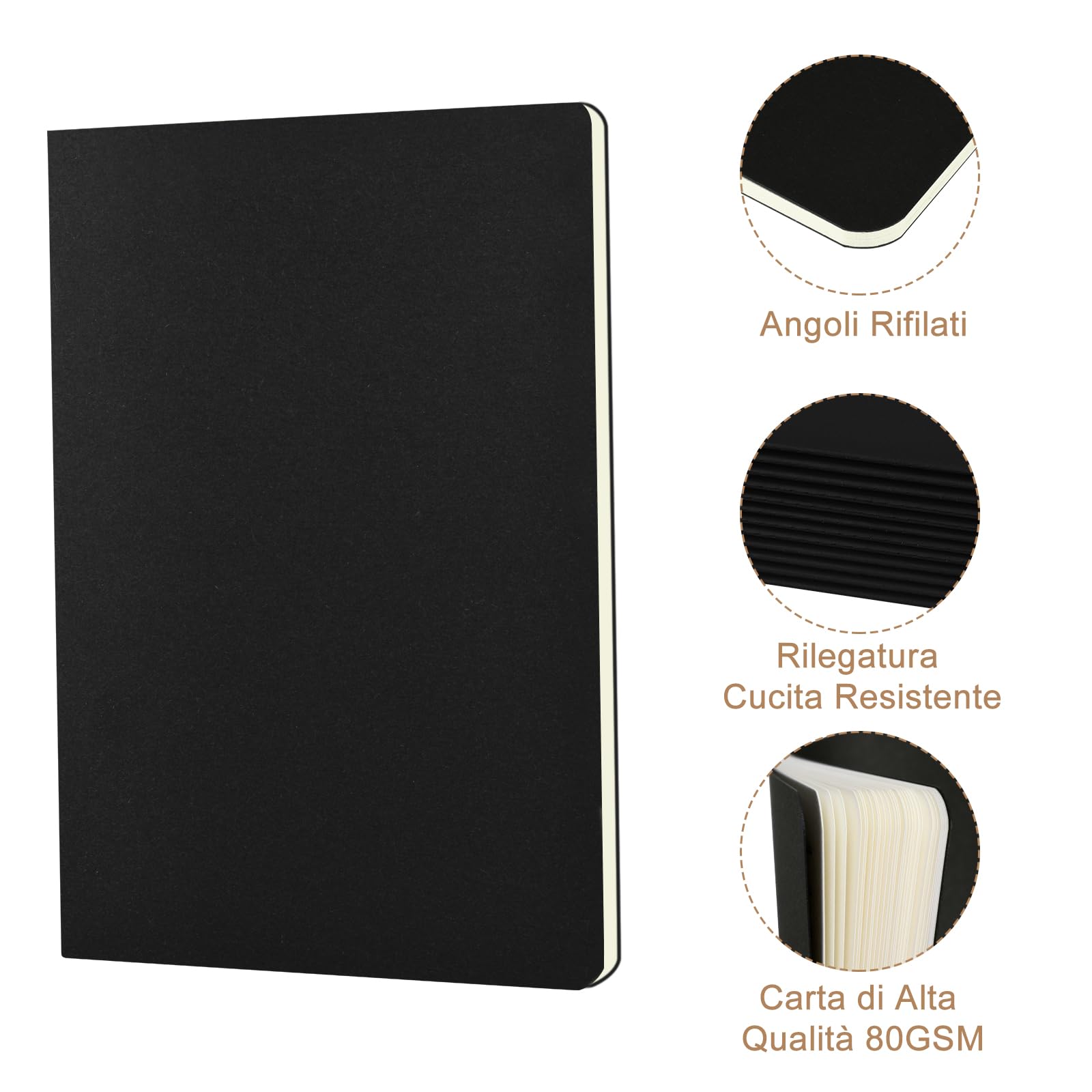 Quaderno Appunti A5 48 Pezzi 30 Fogli 60 Pagine Nero
