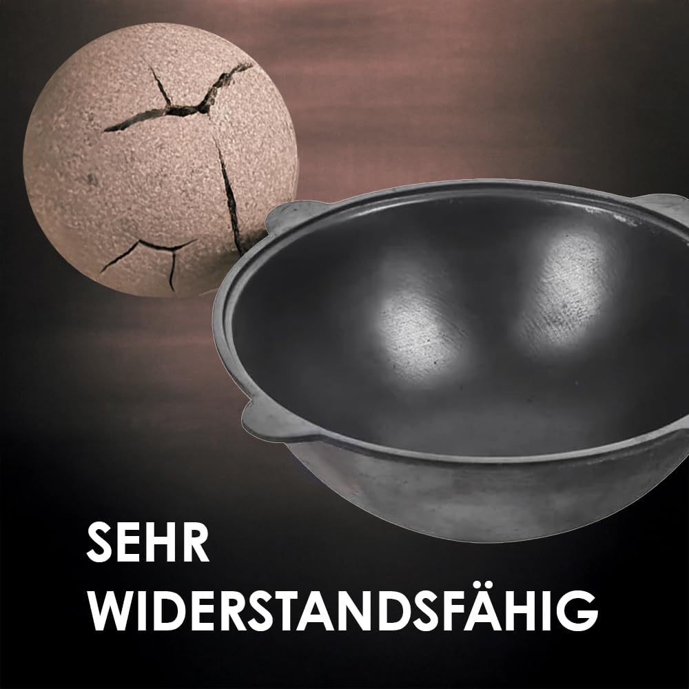 Gusseisen Kazan 30 L, runder Boden, Ø 58 cm, Usbekischer Topf, WOK, Kasan, Camping Topf, Feuerofen, BBQ Dutch Oven, Gulaschkanone, Schmortopf, Kessel