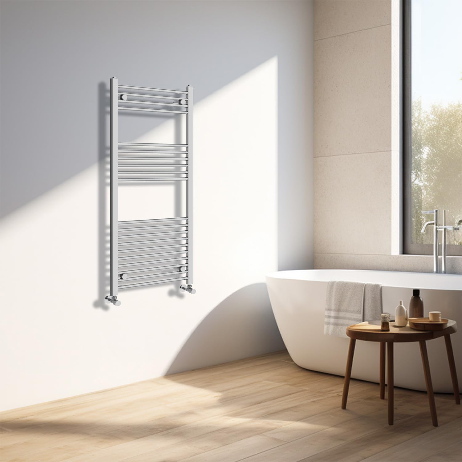 NRG Chrome Heated Towel Rail Straight Designer Bathroom Radiator - 1200×500mm