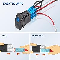 Vista 6 de Anina 2 piezas de interruptores basculantes de 5 pines SPST 20A/12V 10A/24V ENCENDIDO/APAGADO con 2 juegos de cables puente, interruptor basculante