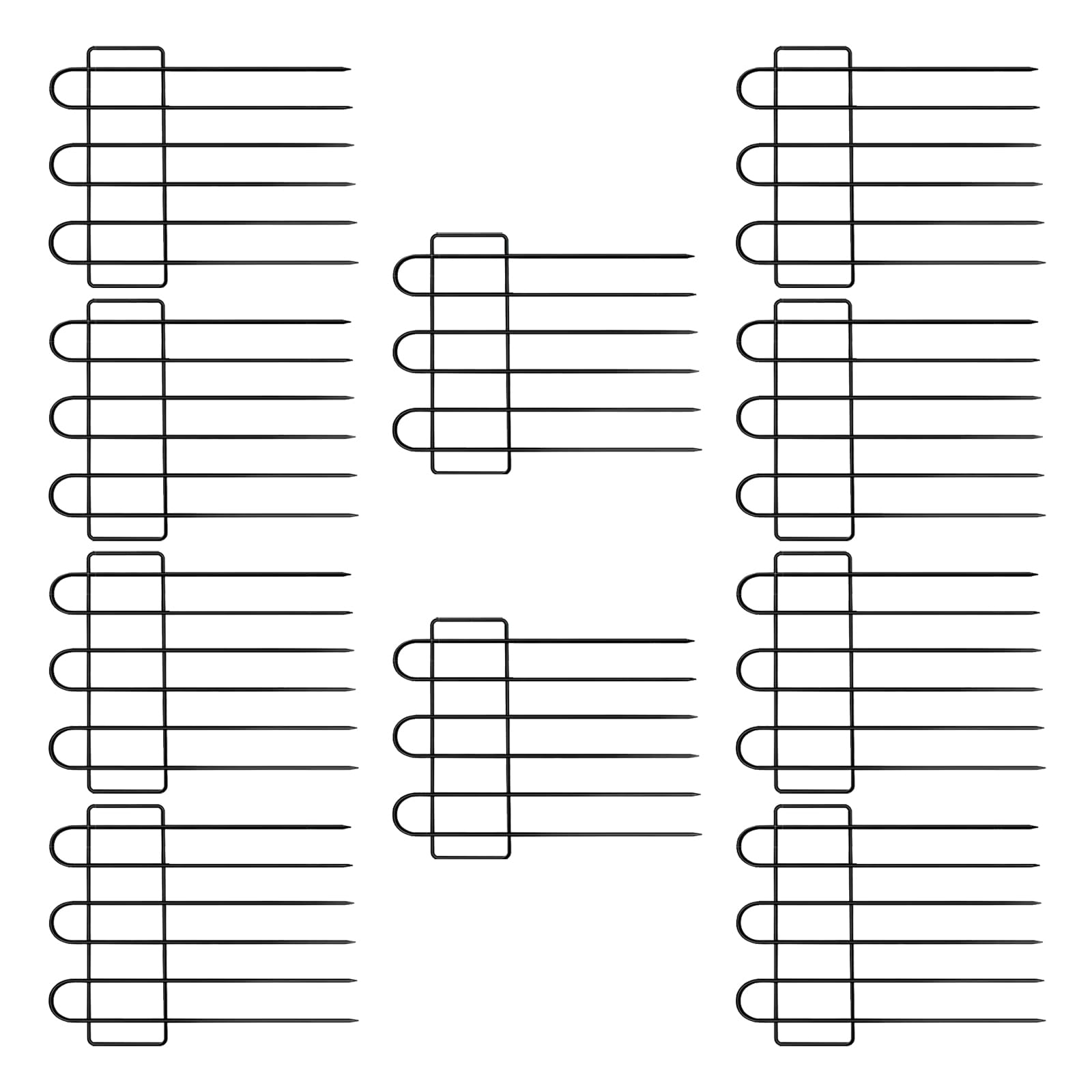 10Pcs Square Metal Garden Fence Panels 13x24Inch Flower Bed Edging Animal Barrier Fence for Yard Patios Decoration Black Metal Panels