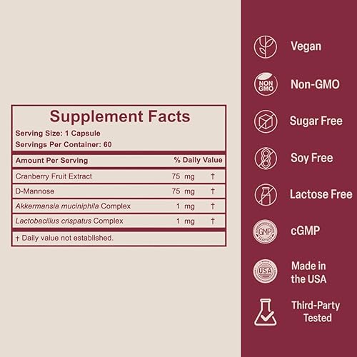 Miniatura 7 de Gentle Shield - Probiótico vaginal y urinario para mujeres con Akkermansia, L. Crispatus, arándano y D-manosa - Apoya el equilibrio del pH vaginal,