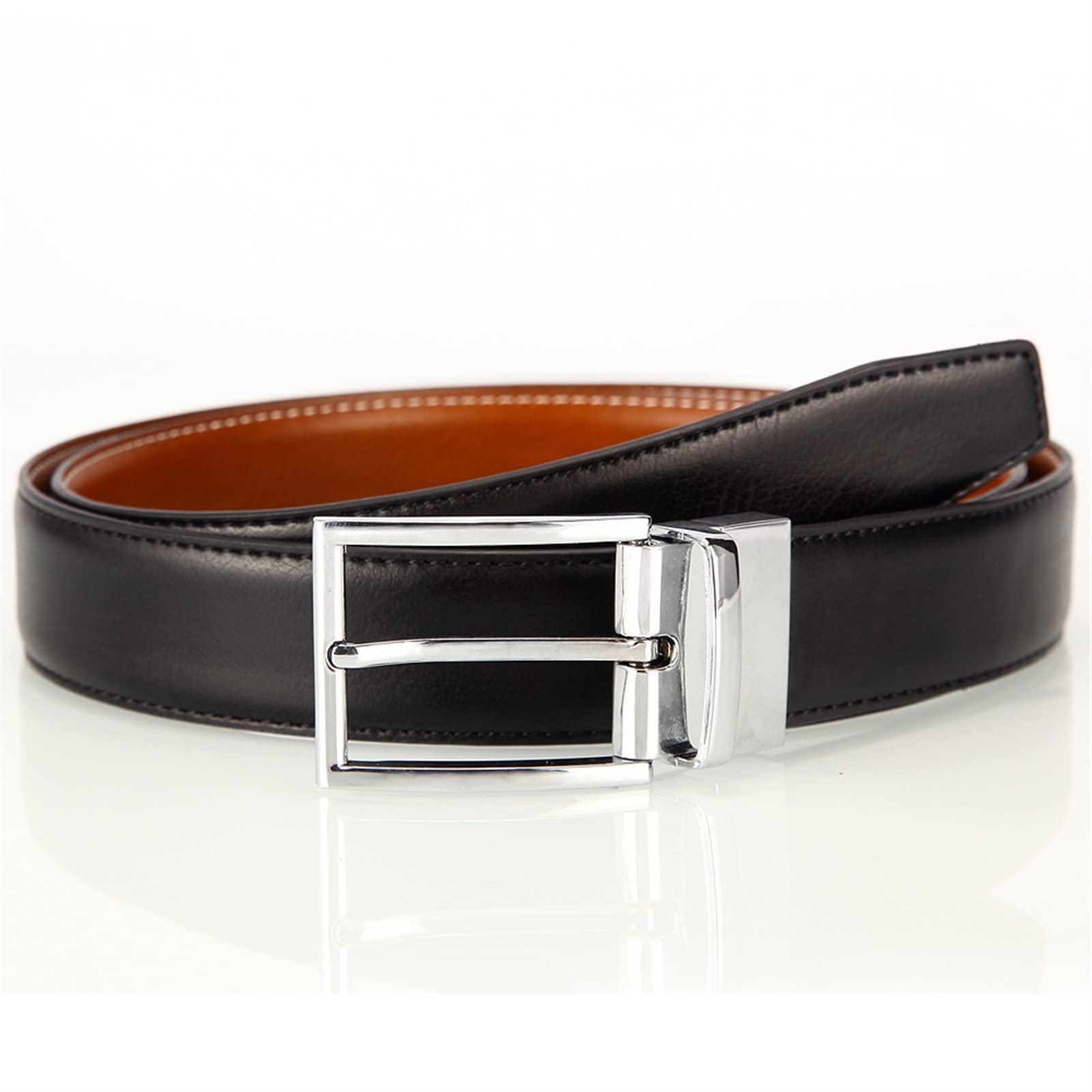 Cinturón ajustable de cuero genuino, Cinturón de cuero for hombre Hebilla de cuero de doble cara Cinturón for hombre Hebilla formal informal ajustable Perfecto for uso diario o deportes al aire libre(