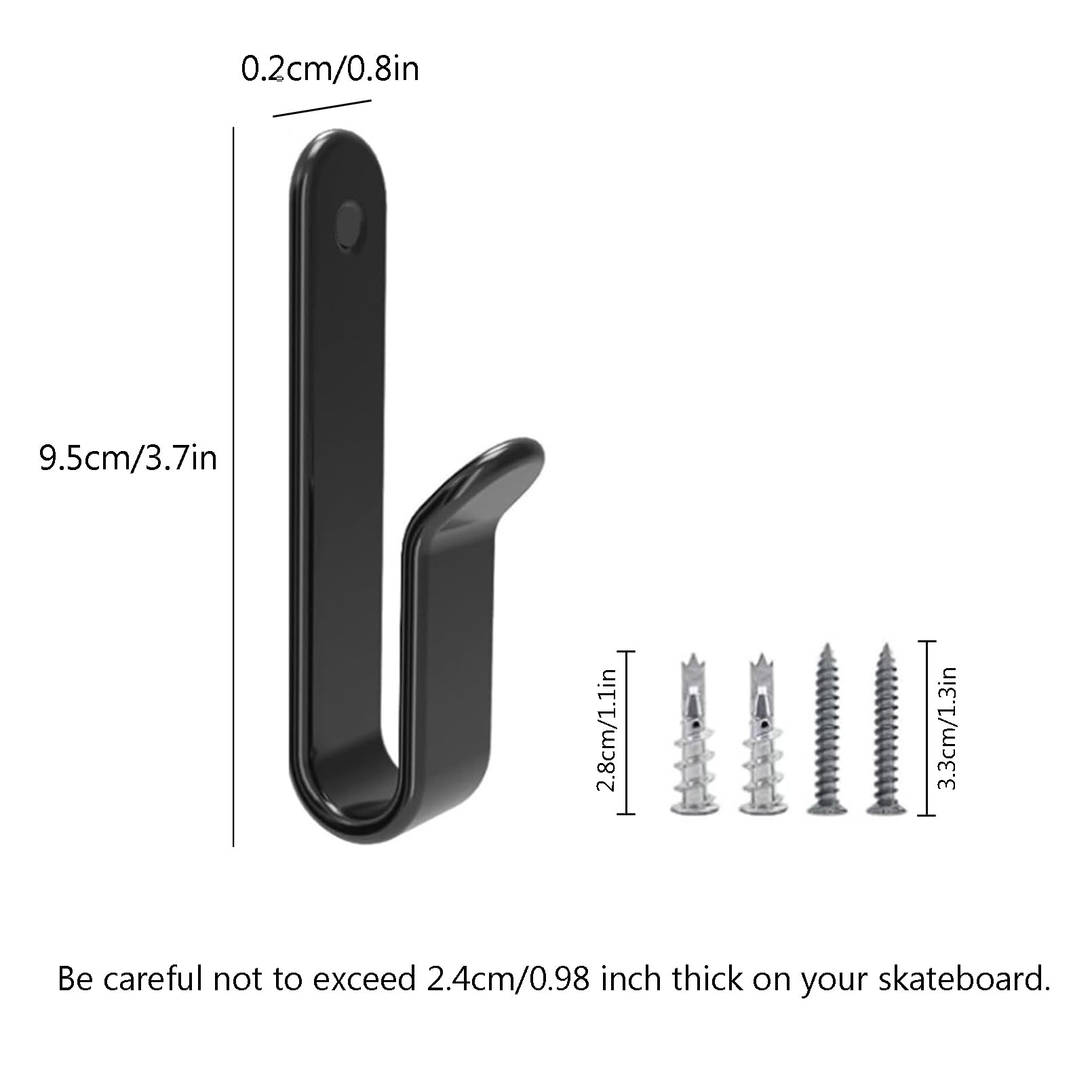 2 Piezas Soporte de Pared para Monopatín,Skate,Snowboard Skateboard Wall Mount Display Rack,Se Utiliza para Adaptarse a Las Tablas de la Mayoría de Las Tablas,y es Fácil de Instalar