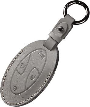 Hand Sewn Leather Car Key Fob Cover Case Compatible with Hyundai Ioniq 6 Ioniq 9 2026 Ioniq 5 6 2024 Grandeur GN7 Kona Sonata Cruz Santa Fe Elantra N 2025 Cool Key Protector 5 Buttons-Gray