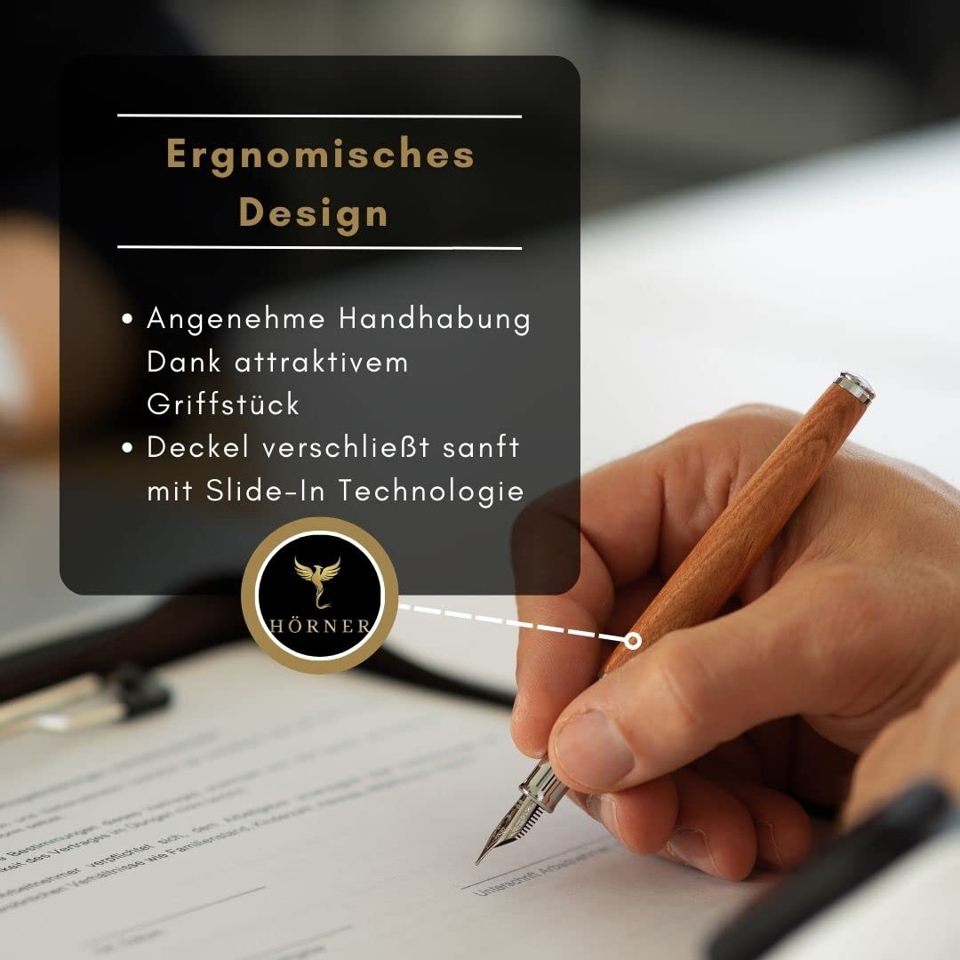 Hörner SCRIPTUM Penna Stilografica In Legno Di Mogano – Fatta A Mano Con Convertitore, Made In Germany - 4