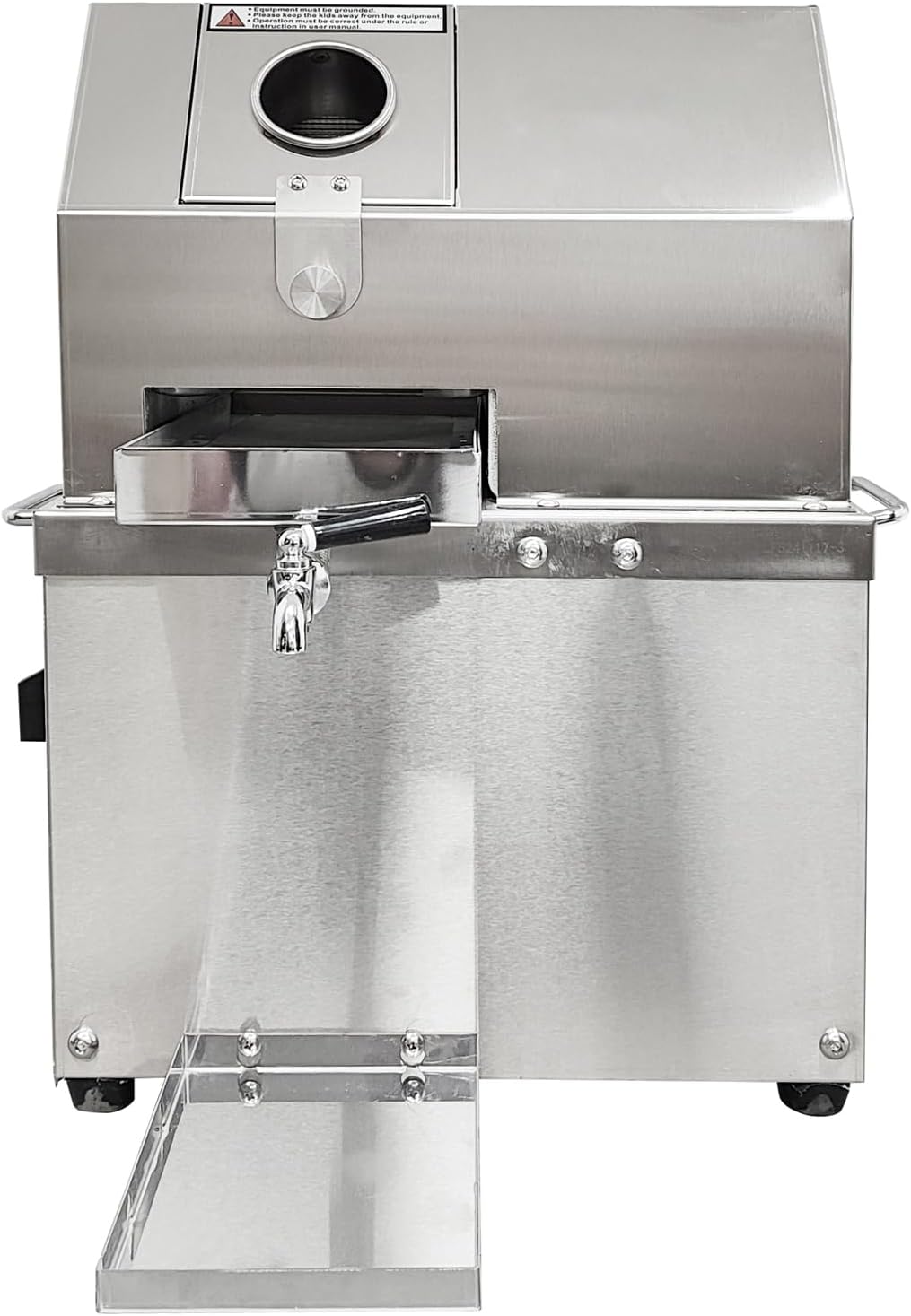 110V Electric Sugar Cane Press Juicer Machine, 800W Stainless Steel Sugarcane Juicing Crusher Extractor, with 3 Rollers and Openable Lid for Home and Commercial