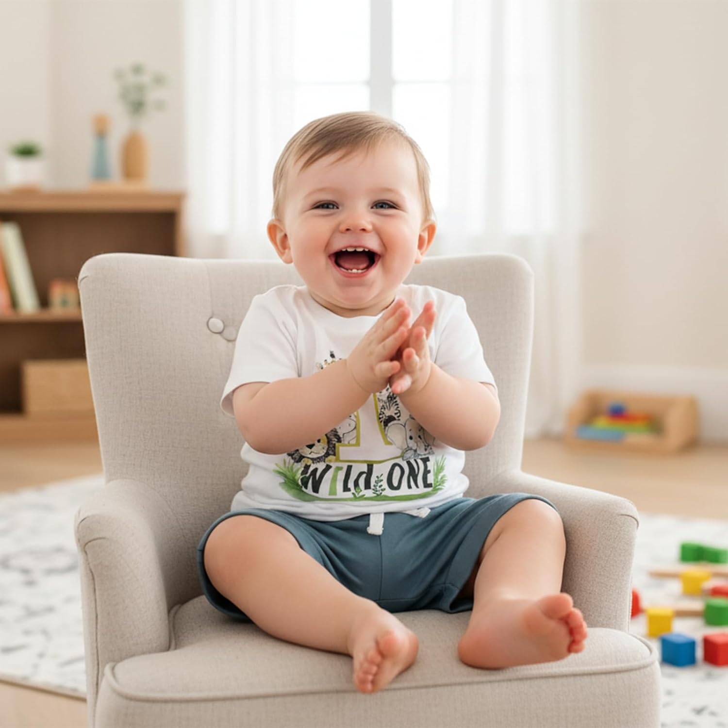 WZTYYDS Baby Boy First Birthday Outfit Number Animal Print Short Sleeve Tops & Shorts Sets 1st Birthday Outfit Summer Clothes - Image 2