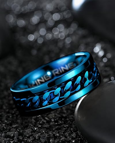 Vista 59 de King Ring 8mm Spinner Ring – Fidget Ring for Men & Women – Designed in USA Negro