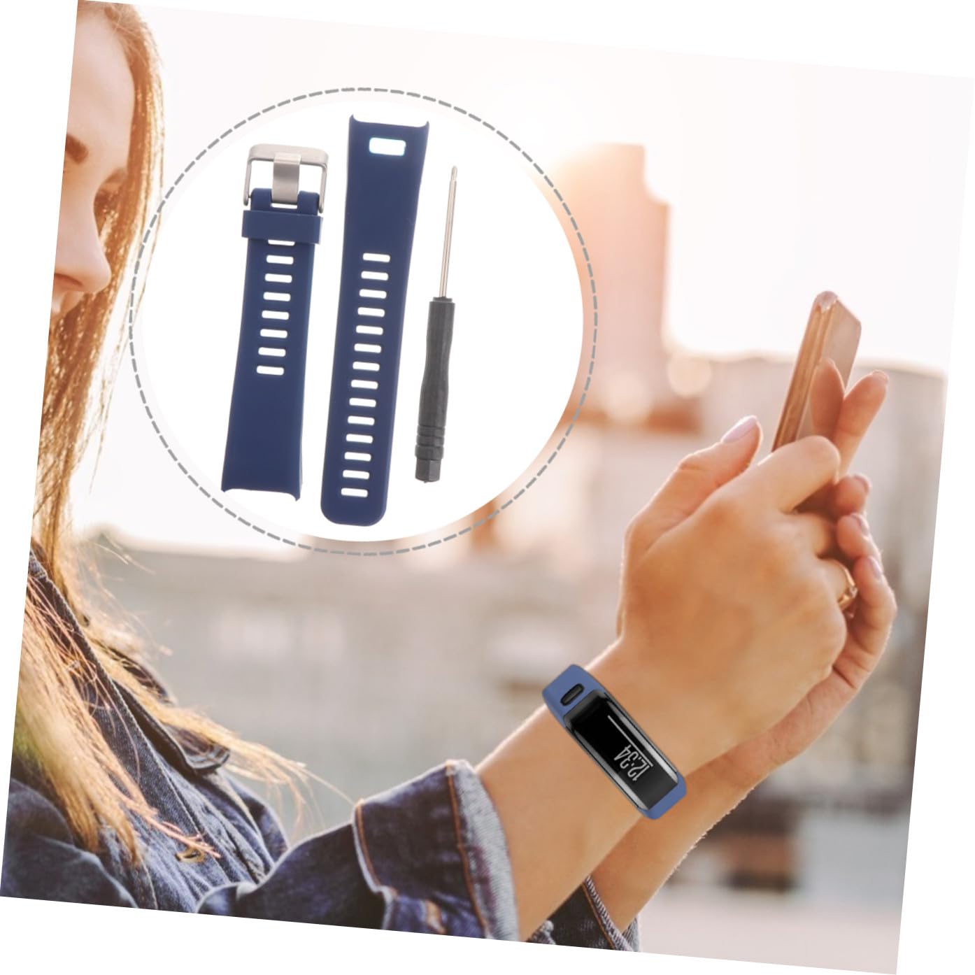 Outanaya Bracelet Silicone pour Montre Connectée HR Remplacement Dégagement Rapide Confortable et Compatible Homme Femme Couleur Bleu Minuit
