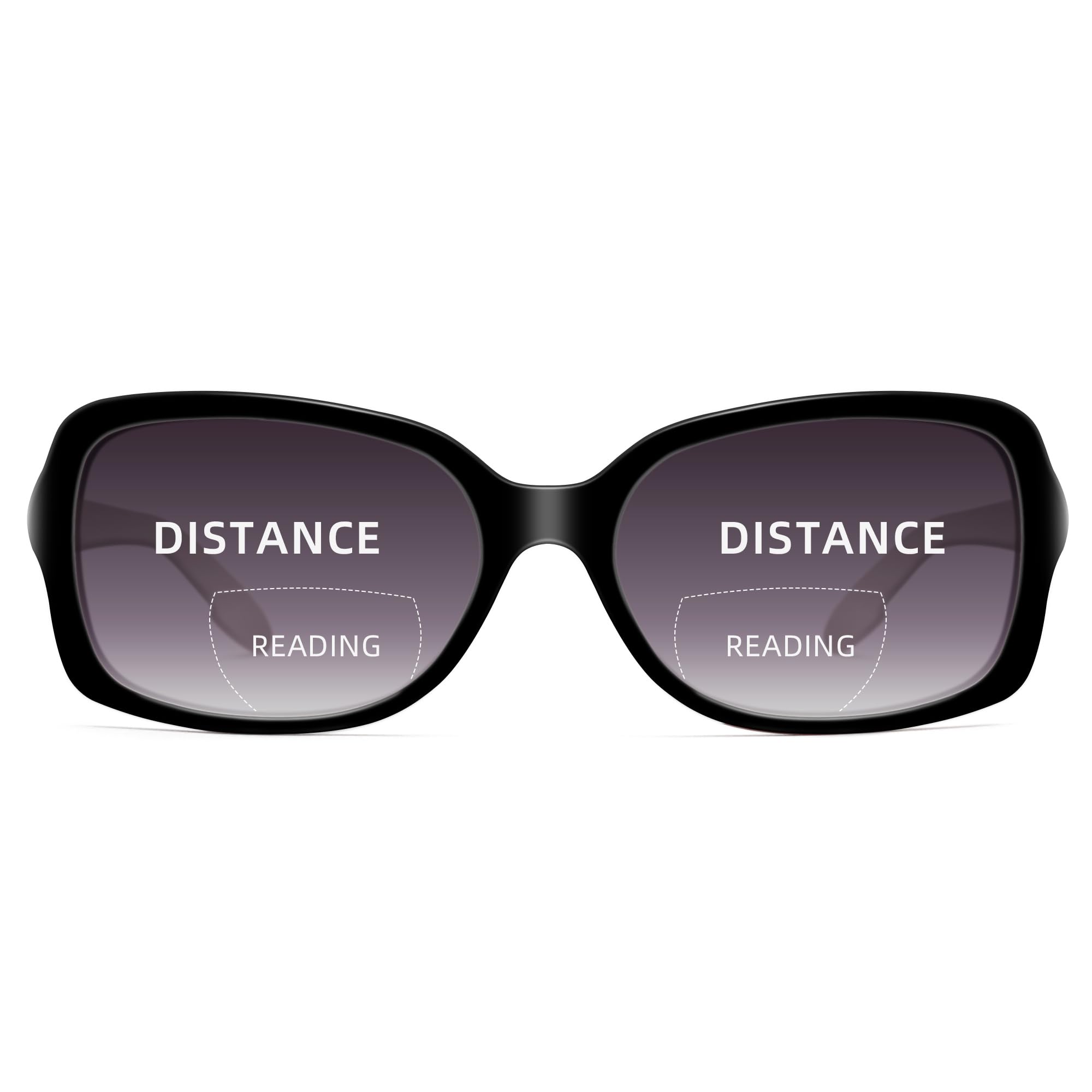 JM Classic Bifocal Reading Glasses Square Stylish Gradient Sunglasses Readers for Women +3.25 Black