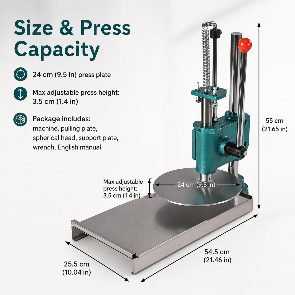 Pressa manuale per impasto per pizza, impasto inferiore a 9,5 pollici