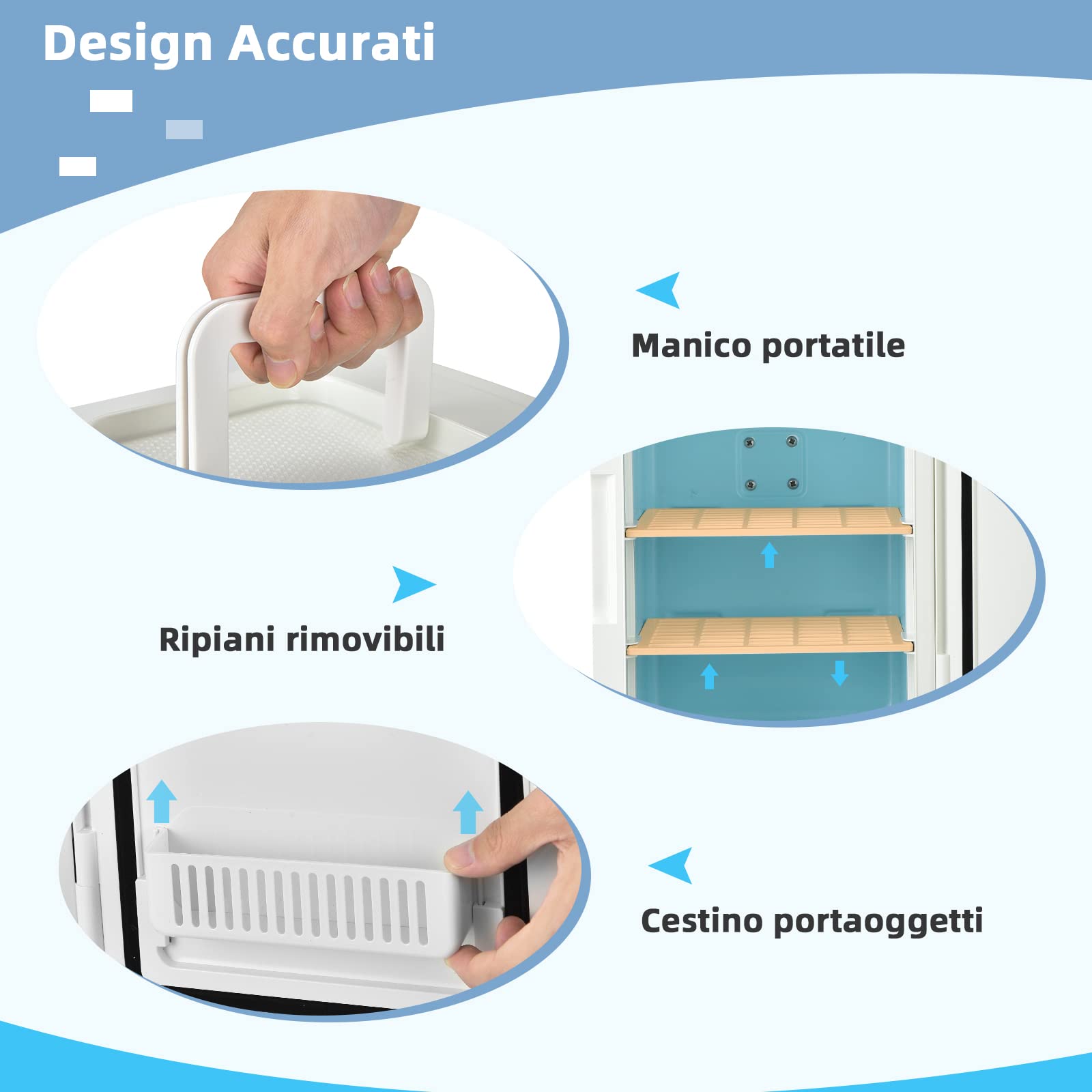 COSTWAY 10 L Mini Frigo Portatile 220 V AC/12 V DC con Specchio LED per Prodotti di Bellezza, Bevande, Frigo Termostatico e Riscaldamento per Auto, 23 x 28 x 34 cm