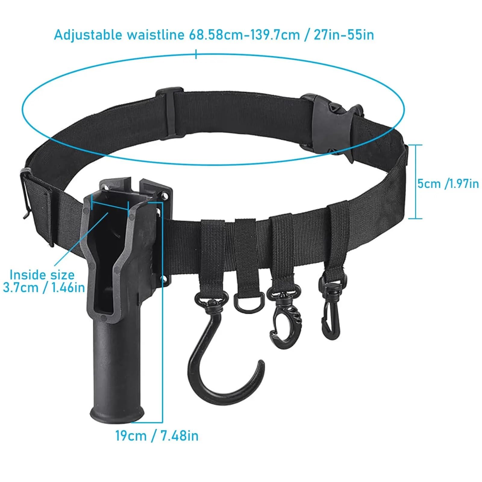 Angelrutenholster, Angelrutenhalter for den Hüftgurt, Verstellbarer Stangeneinführer for Spinnangeln mit Casting-Rolle im Freien