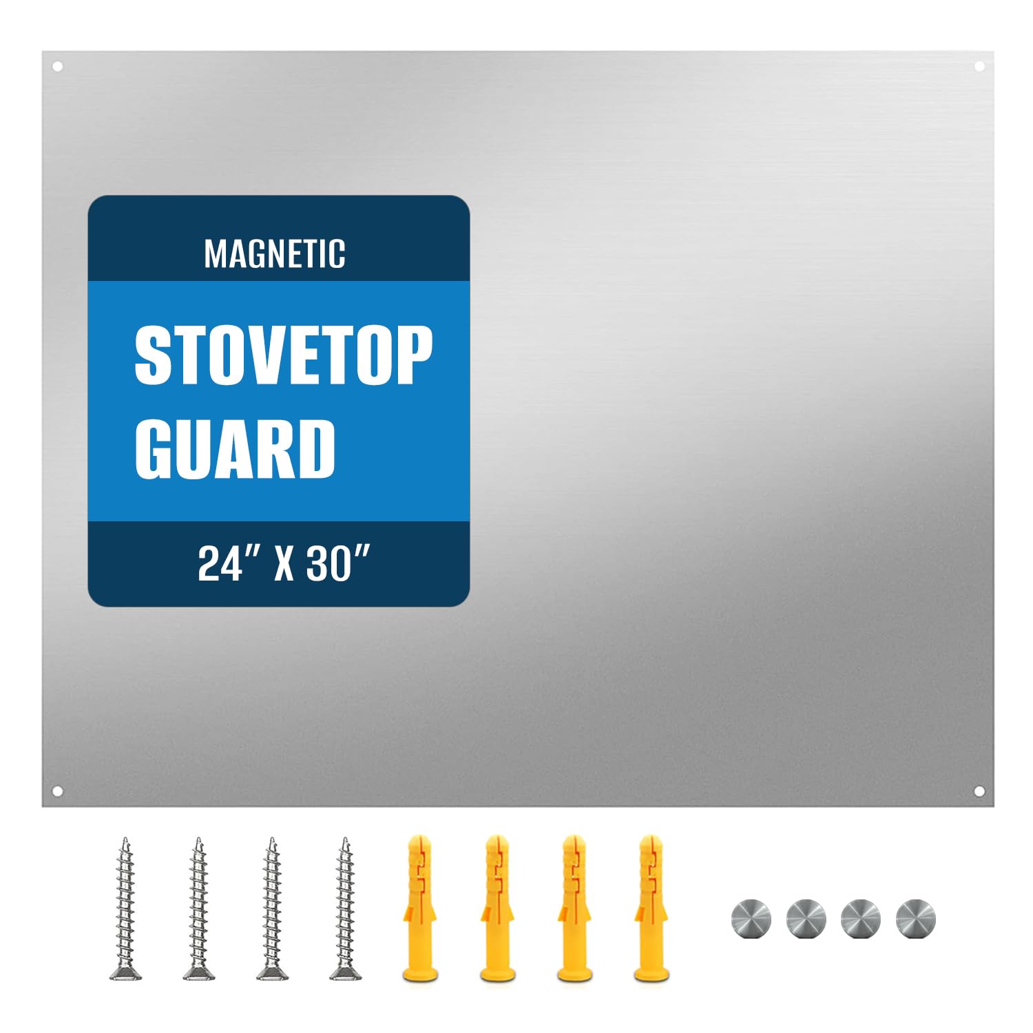 TUTU Stainless Steel Stove Backsplash 24" x 30" | Magnetic Metal Panel for Kitchen Walls - main product image