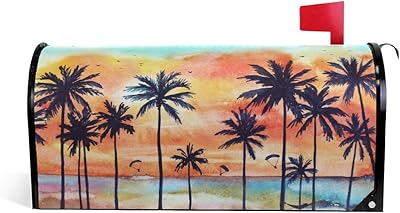 WOOR Tropical Palms Magnetic Magnetic Mailbox Cover Standard Size for Garden Yard Outdoor Decorations-18 x 20.8