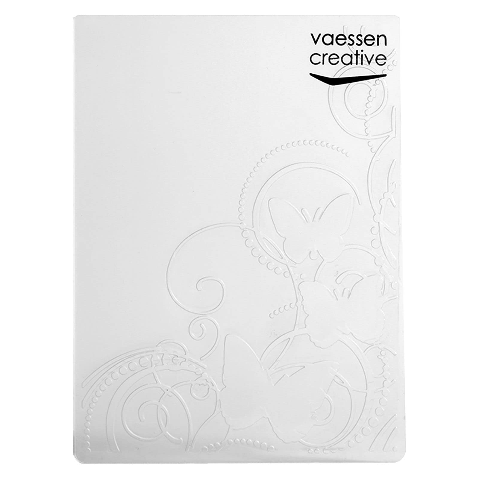 Vaessen Creative Carpeta de Embossing, Mariposa 14,6 x 10,8 x 0,5 cm, 1 pieza, para Tarjetas de Cumpleaños, Tarjetas de Nacimiento, Tarjetas de Navidad y Manualidades con Papel