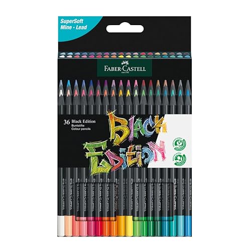 Faber-Castell Black Edition Colored Pencils - 36 Count, Black Wood