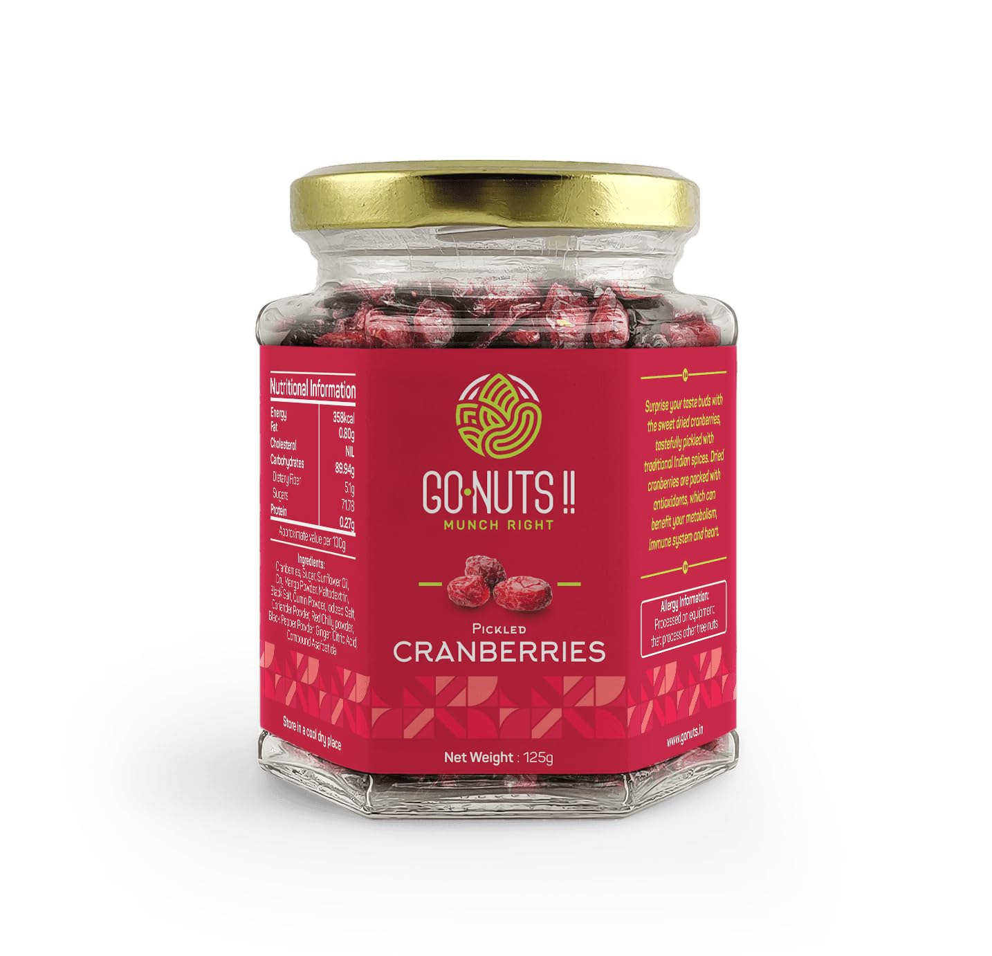 Go Nuts Pickled Cranberries | Sweet & Tangy Dried Cranberries Snack | Ready-to-Eat Healthy Snack | 125g Jar-image-21