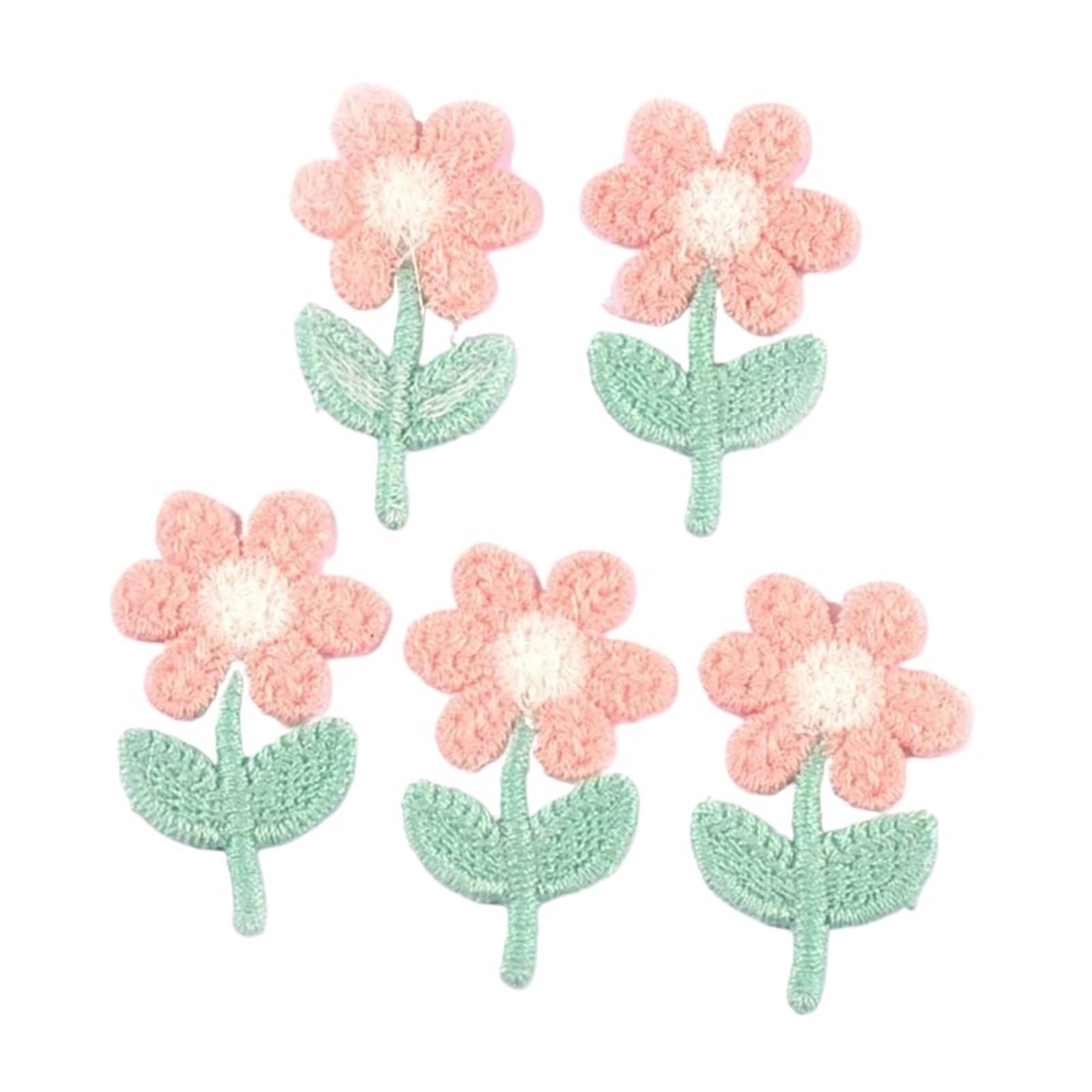 Wtaxbh Color1 Iron On Patches 60Pcs/Lot 23X36mm Mini Flower Appliques For Diy Hat Clothes Sewing Supplies Headwear Decor Sew-On Patches(Color1)