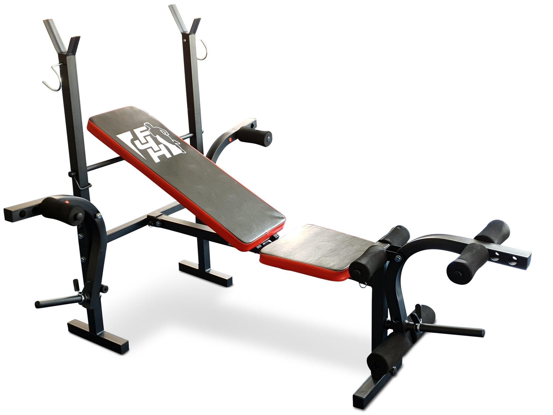 Fit4home Weights Bench With Barbell Rack | Adjustable Home Training Gym Workout Fitness Bench | TF-1001 Black